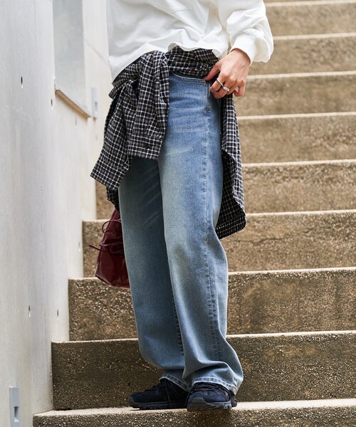[FREAK'S STORE] обработка Denim брюки MEDIUM голубой женский 