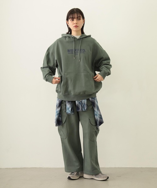 パーカー MILKFED. STENCIL LOGO WIDE SWEAT HOODIE MILKFED.（ミルクフェド） パーカー STENCIL LOGO WIDE SWEAT HOODIE