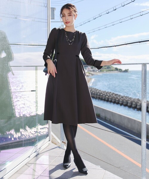 「Tiaclasse」 長袖ワンピース M グレー系その他 レディース_画像7