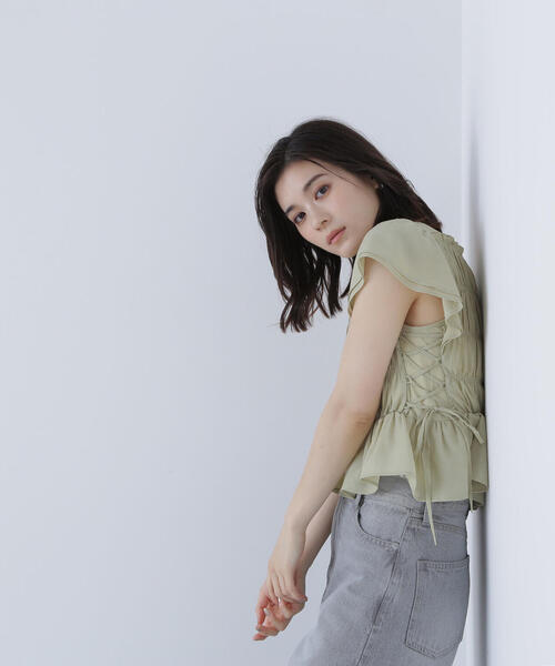 NATURAL BEAUTY BASIC ブラウス シャツ レースアップ