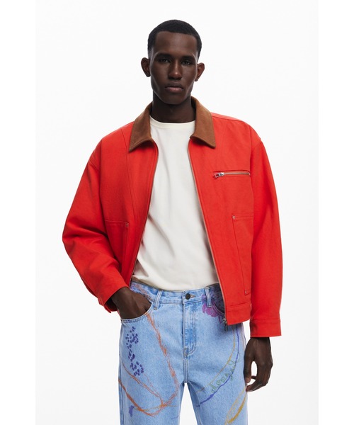 Desigual ジーンズ アートライン刺繍デニムパンツ メンズ