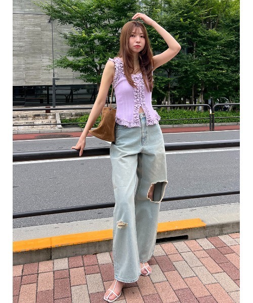 SNIDEL ニット セーター レースニットプルオーバー レディース