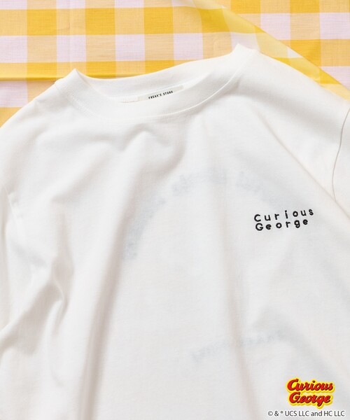 tシャツ 「おさるのジョージ」 キャット ＆ ドッグ バックプリントTシャツ/ビッグシルエットTシャツ レディース おさるのジョージ」 キャット & ドッグ バックプリントTシャツ