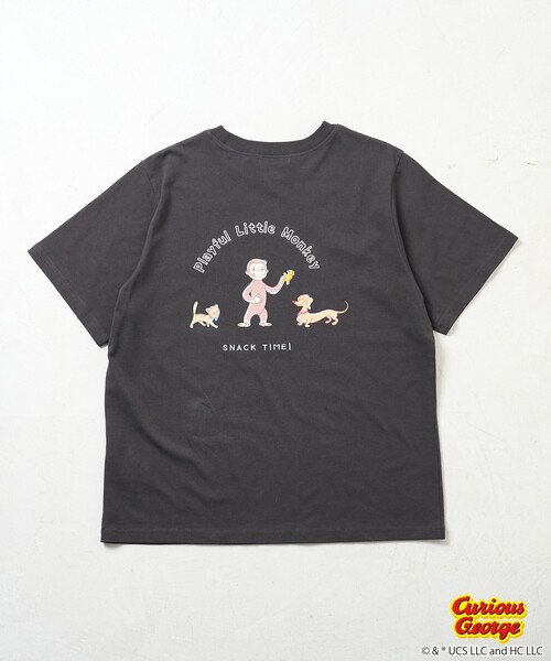 tシャツ 「おさるのジョージ」 キャット ＆ ドッグ バックプリントTシャツ/ビッグシルエットTシャツ レディース FREAK'S STORE tシャツ 「おさるのジョージ」 キャット