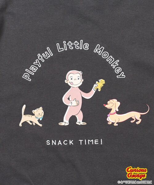 tシャツ 「おさるのジョージ」 キャット ＆ ドッグ バックプリントTシャツ/ビッグシルエットTシャツ レディース FREAK'S STORE tシャツ 「おさるのジョージ」 キャット