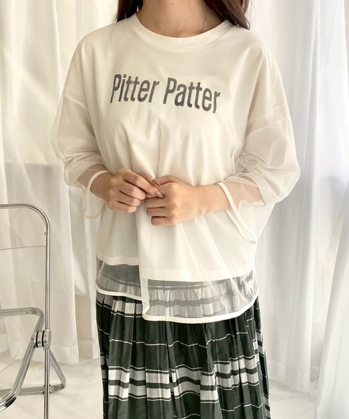 tシャツ チュールドッキングロゴＴシャツ「CLEAR_CREA」 レディース