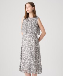 アナイ　近年モデル　モノトーン　ペイズリー　シフォン　ティアードワンピース ANAYI（アナイ） ワンピース ペイズリーシフォンレイヤードワンピース