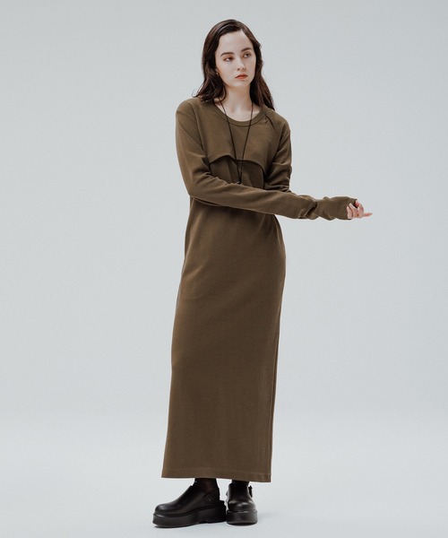 adam et ropé Wフェイスジャージーセットワンピース ADAM ET ROPE'（アダムエロペ） ワンピース 「サステナブル」Wフェイス