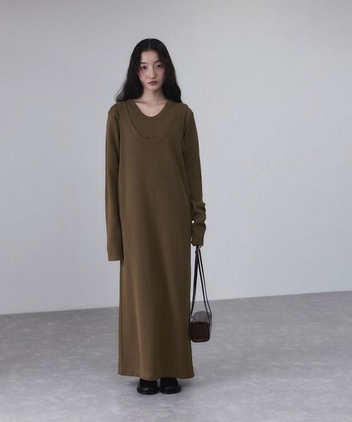 adam et ropé Wフェイスジャージーセットワンピース ADAM ET ROPE'（アダムエロペ） ワンピース 「サステナブル」Wフェイス