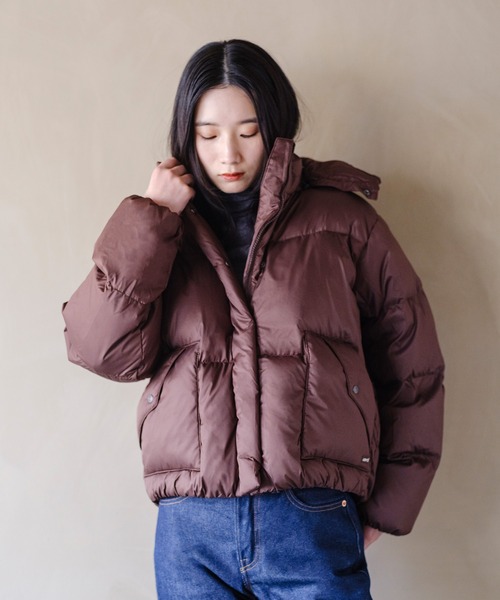 ★3738★ フレッドペリー 女性用 ダウンジャケット 茶色 Ritzy（リッツィー）の「大人シルエット ファー付き ミリタリーエコ