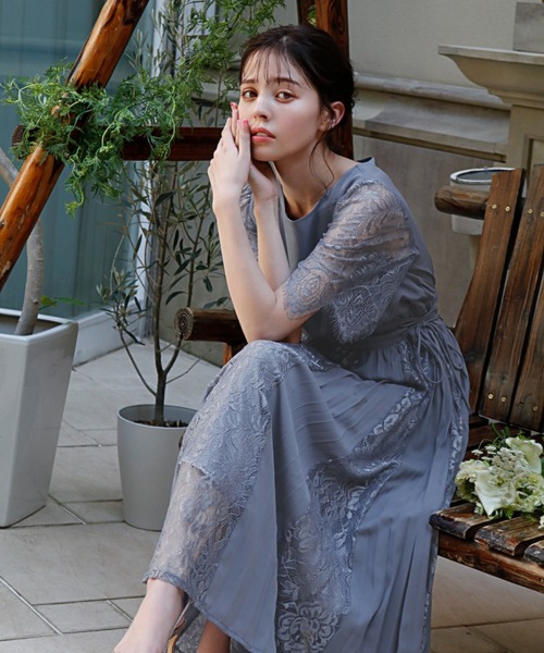 GIRL DRESS FOR NOW 「GIRL」 半袖ワンピース M ブルーグレー