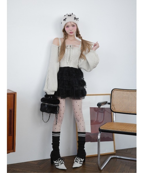 Darich ブーツ ラインニットニーハイブーツ レディース