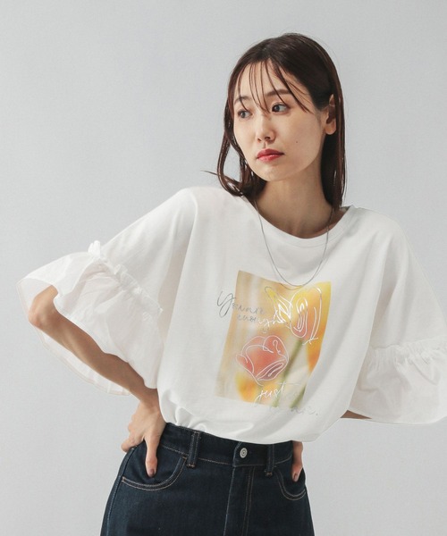 tシャツ リメイク風フリルプリント7分袖/589278 レディース | GLOBAL WORK | 02