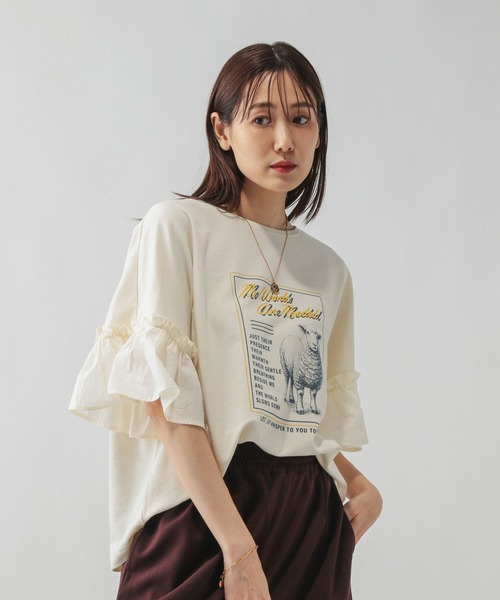 tシャツ リメイク風フリルプリント7分袖/589278 レディース | GLOBAL WORK | 18