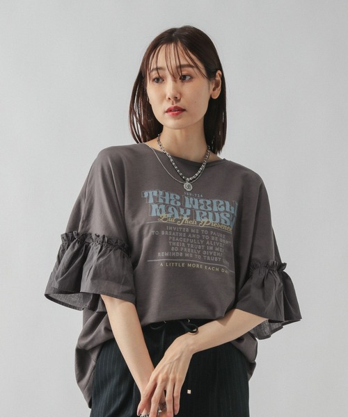 tシャツ リメイク風フリルプリント7分袖/589278 レディース | GLOBAL WORK | 21