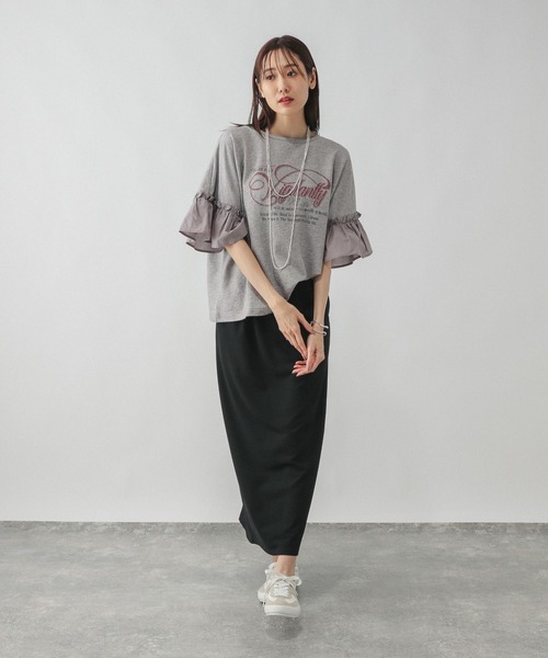tシャツ リメイク風フリルプリント7分袖/589278 レディース | GLOBAL WORK | 24