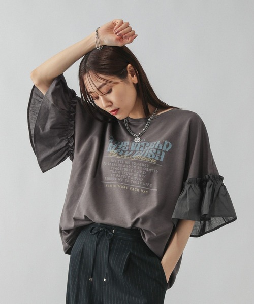 tシャツ リメイク風フリルプリント7分袖/589278 レディース | GLOBAL WORK | 22