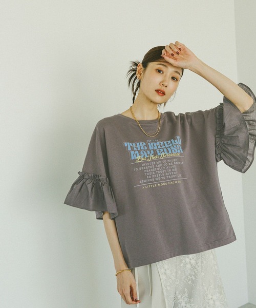 tシャツ リメイク風フリルプリント7分袖/589278 レディース | GLOBAL WORK | 08