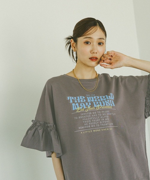 tシャツ リメイク風フリルプリント7分袖/589278 レディース | GLOBAL WORK | 10