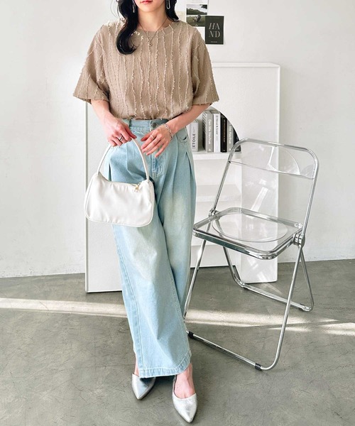 「GeeRA」 半袖Tシャツ MEDIUM モカ レディース_画像2