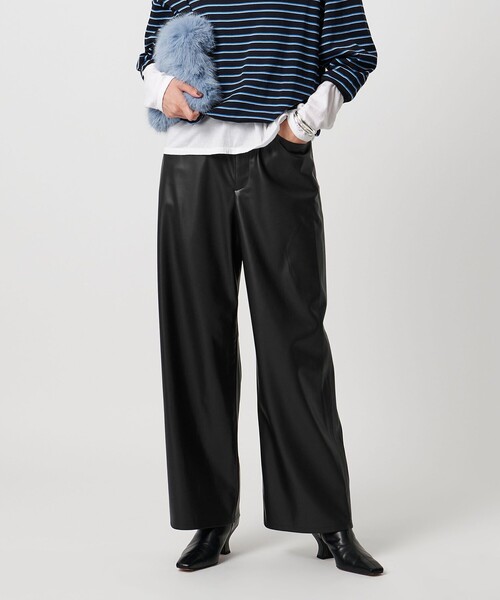 ハイウエストレザーライクストレートパンツ UNITED ARROWS パンツ レザーライク ストレート ウォッシャブル
