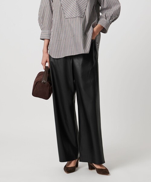 UNITED ARROWS パンツ レザーライク ストレート ウォッシャブル