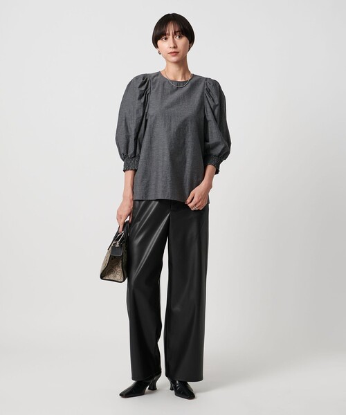 UNITED ARROWS パンツ レザーライク ストレート ウォッシャブル