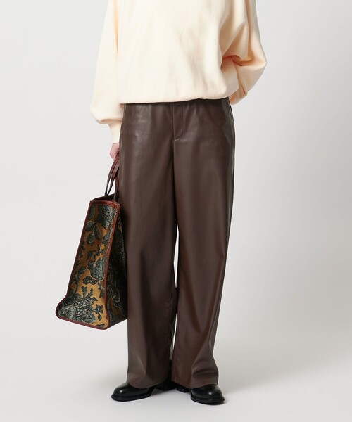 UNITED ARROWS パンツ レザーライク ストレート ウォッシャブル