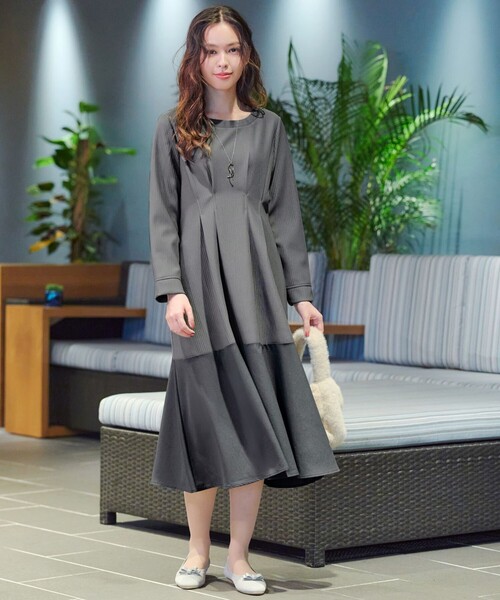 Tiaclasse ワンピース リップルコンビワンピース : ZOZOTOWN Yahoo!店