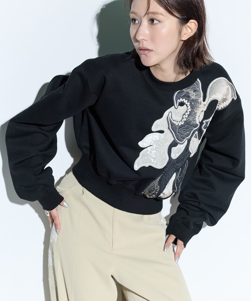 トレーナー スウェット 「MURRAL/ミューラル」Patchwork embroidered 