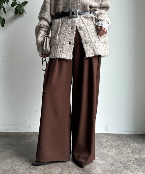 DouDou（ドゥドゥ） パンツ メランジタックワイドパンツ レディース