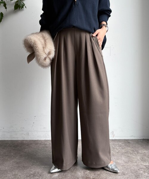 DouDou（ドゥドゥ） パンツ メランジタックワイドパンツ レディース