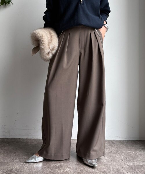 DouDou（ドゥドゥ） パンツ メランジタックワイドパンツ レディース