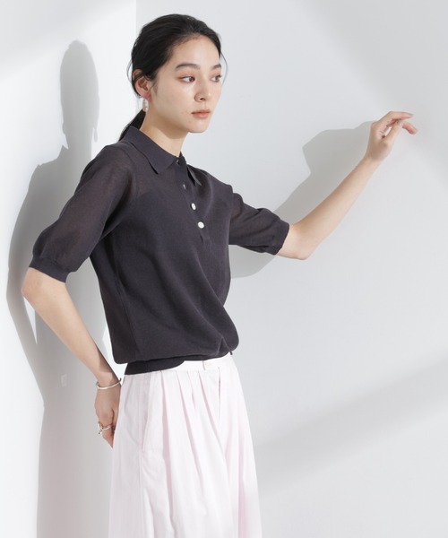 「NANO universe」 半袖ニット FREE チャコール レディース_画像6