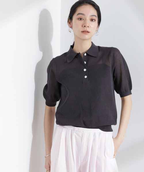 「NANO universe」 半袖ニット FREE チャコール レディース_画像7