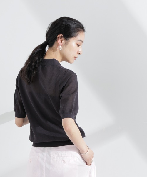 「NANO universe」 半袖ニット FREE チャコール レディース_画像8