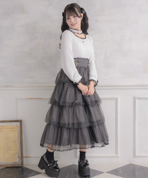 ROJITA（ロジータ） スカート ハートチュールティアードロングスカート