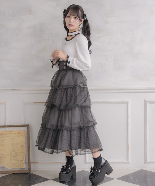 ROJITA（ロジータ） スカート ハートチュールティアードロングスカート