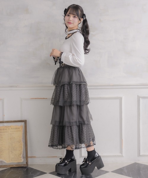 ROJITA（ロジータ） スカート ハートチュールティアードロングスカート