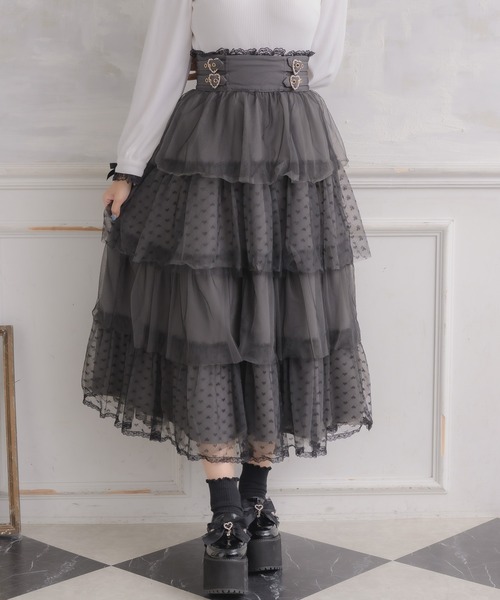 ROJITA（ロジータ） スカート ハートチュールティアードロングスカート