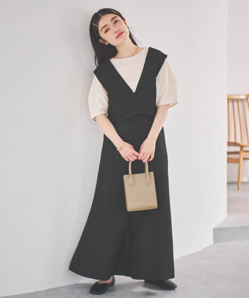 「mil」 ノースリーブワンピース X-SMALL サンドベージュ レディース_画像2