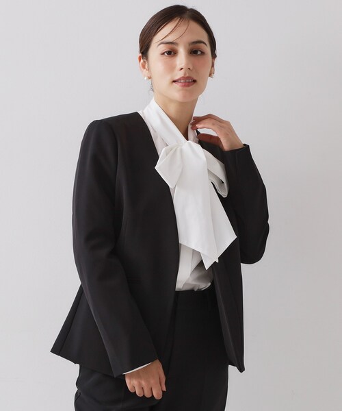 セオリーリュクス☆ノーカラージャケットコート38美品 theory luxe（セオリーリュクス） ノーカラーコート 38 グレー