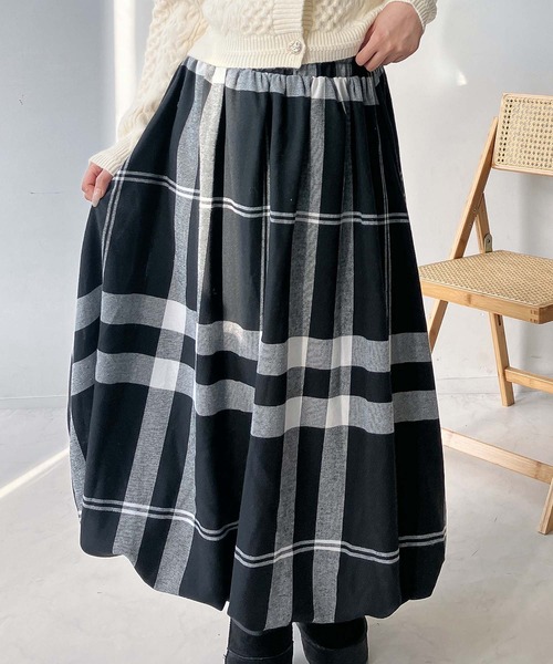 AS KNOW AS（アズノゥアズ） スカートチェック柄バルーンスカート