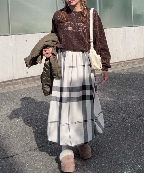 AS KNOW AS（アズノゥアズ） スカートチェック柄バルーンスカート