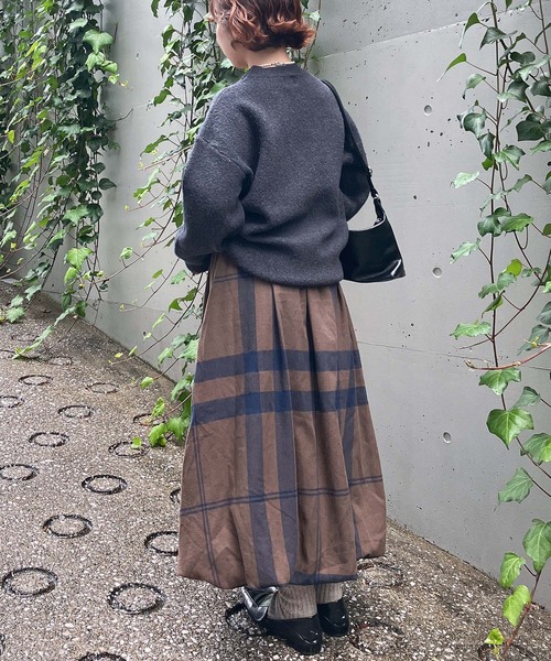 AS KNOW AS（アズノゥアズ） スカートチェック柄バルーンスカート