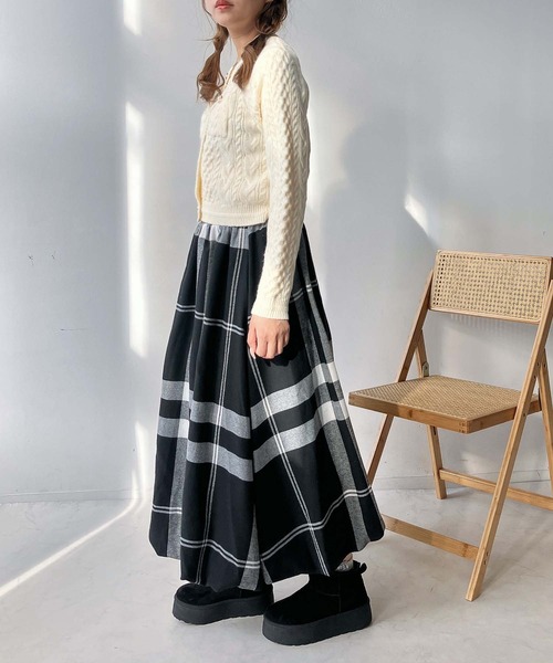 AS KNOW AS（アズノゥアズ） スカートチェック柄バルーンスカート