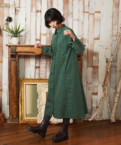 Jocomomola（ホコモモラ） ワンピース コーデュロイオパールプリント