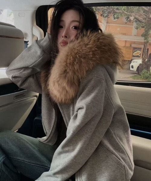 DIAVEL パーカー 「25秋冬新作」裏起毛ふわもこファーフードジップ