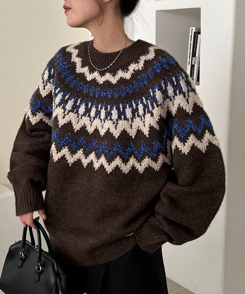 Discoat（ディスコート） ニット セーター 「ユニセックス」求心柄