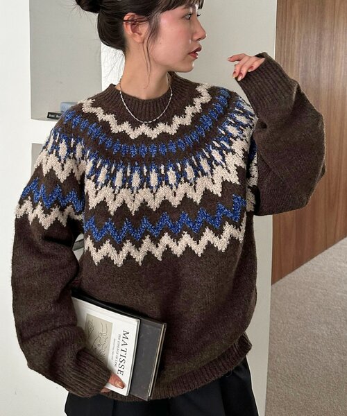 discoat新品未使用求心柄オーバーニット　ディスコート　Discoat Discoat（ディスコート） ニット セーター 「WEB限定」求心柄プル